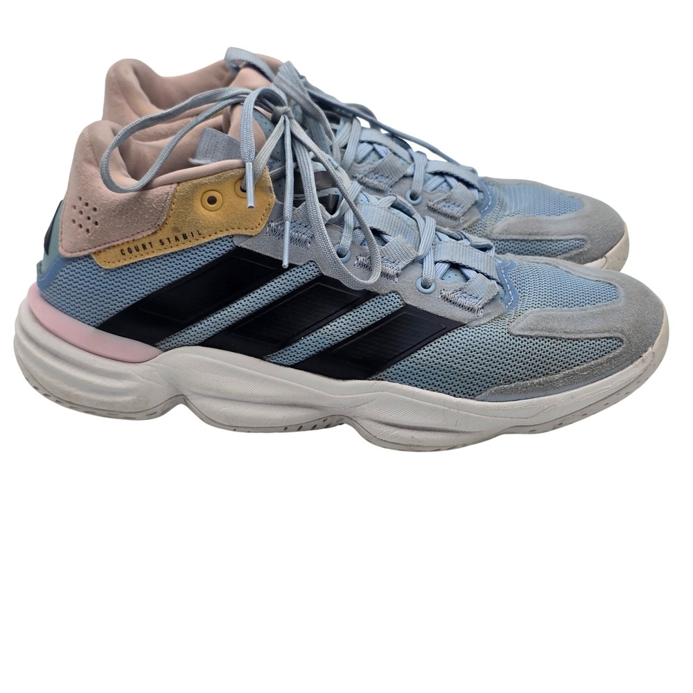 Adidas Court Stabil Shoes Women 9 Blue Pink Volleyball Handball Sneaker JQ1183